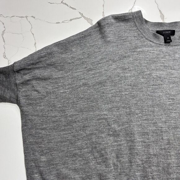 J. Crew Women's Dolman Sleeve Merino Wool Pullover 3/4 Sleeve Grey Sweater SZ M - Picture 4 of 16